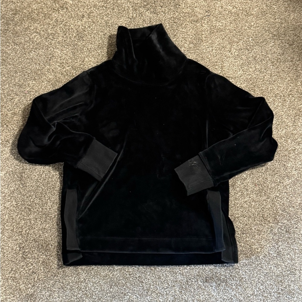 Athleta Double Cozy Karma Funnel Neck Sweatshirt Black Size M Super Soft